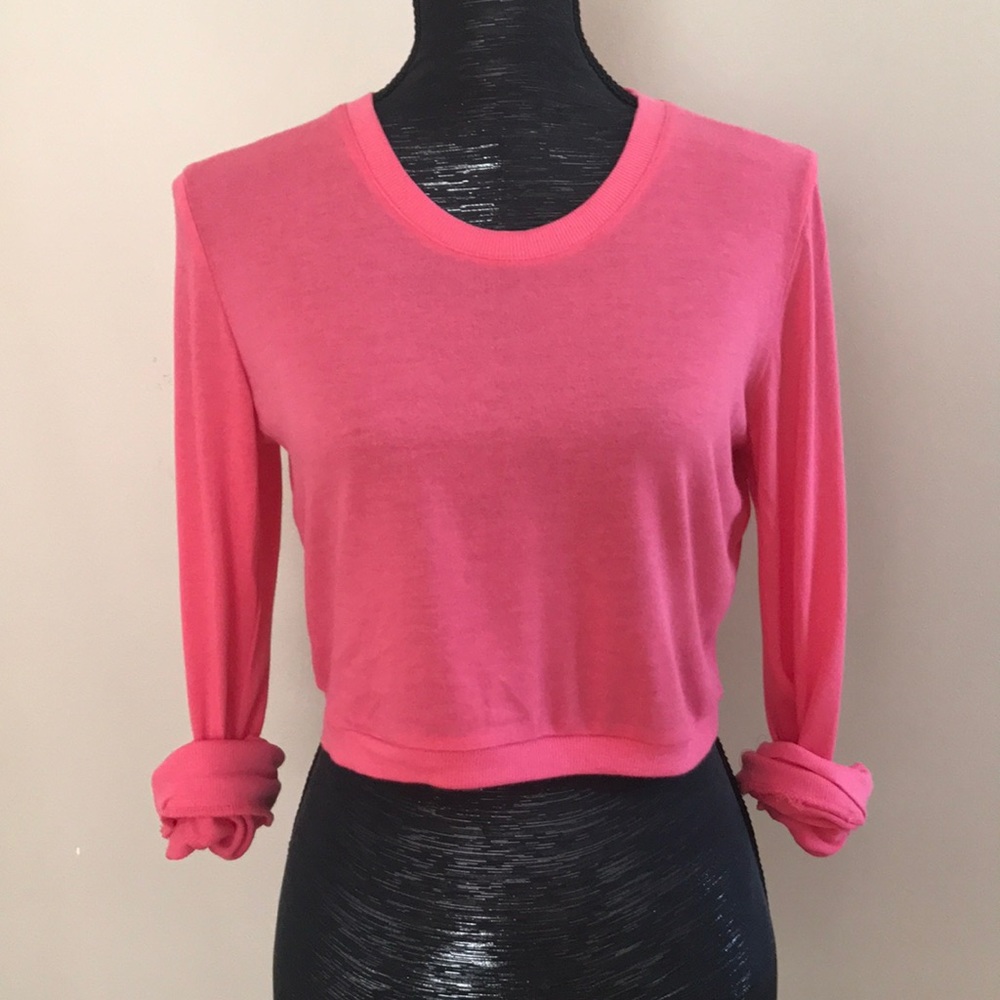 Color Story Pink Long Sleeve Crop Top